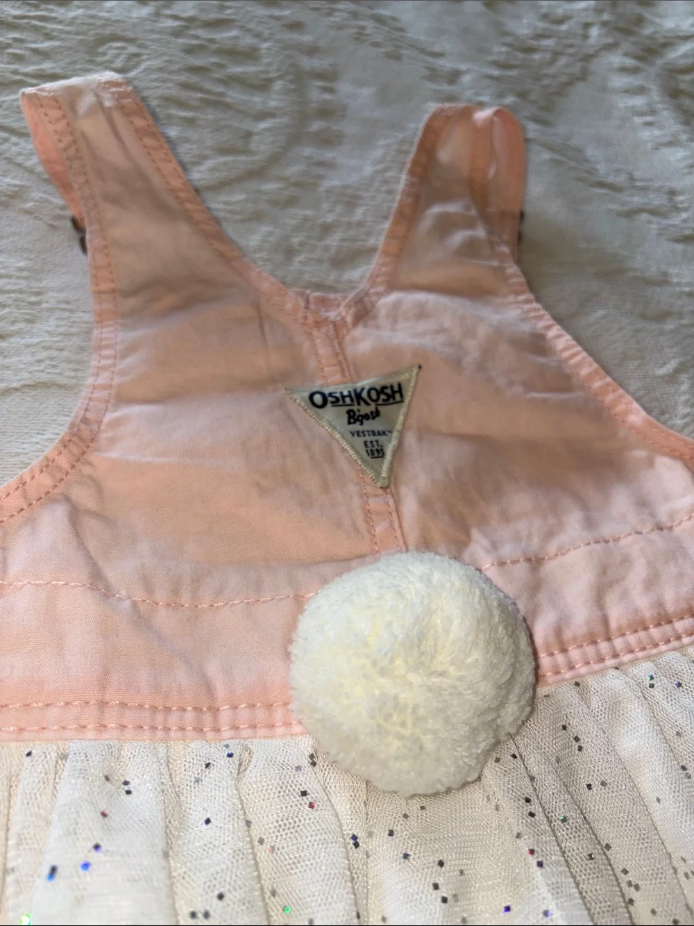 OshKosh Pink Bunny Embroidered Tulle Pinafore Dress BNWT 18m